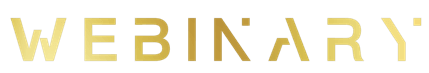 Op deze afbeelding ziet u het logo van Webinary in het goud.